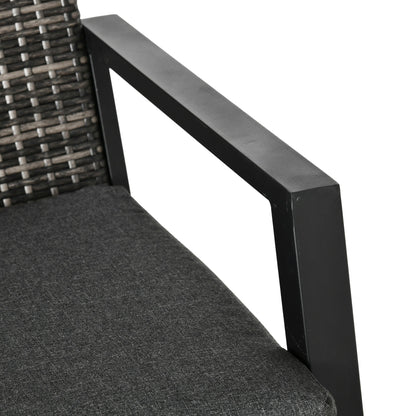 Outdoor Patio Set PE Wicker Black 4 Piece Loveseat Chairs