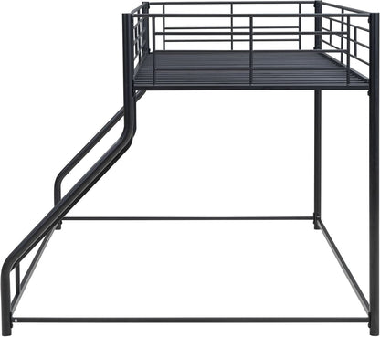 Heavy Duty Twin Over Queen Metal Bunk Bed In Black
