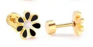 European And American-style Stainless Steel Oil-dripping Seven-petal Flower Stud Earrings