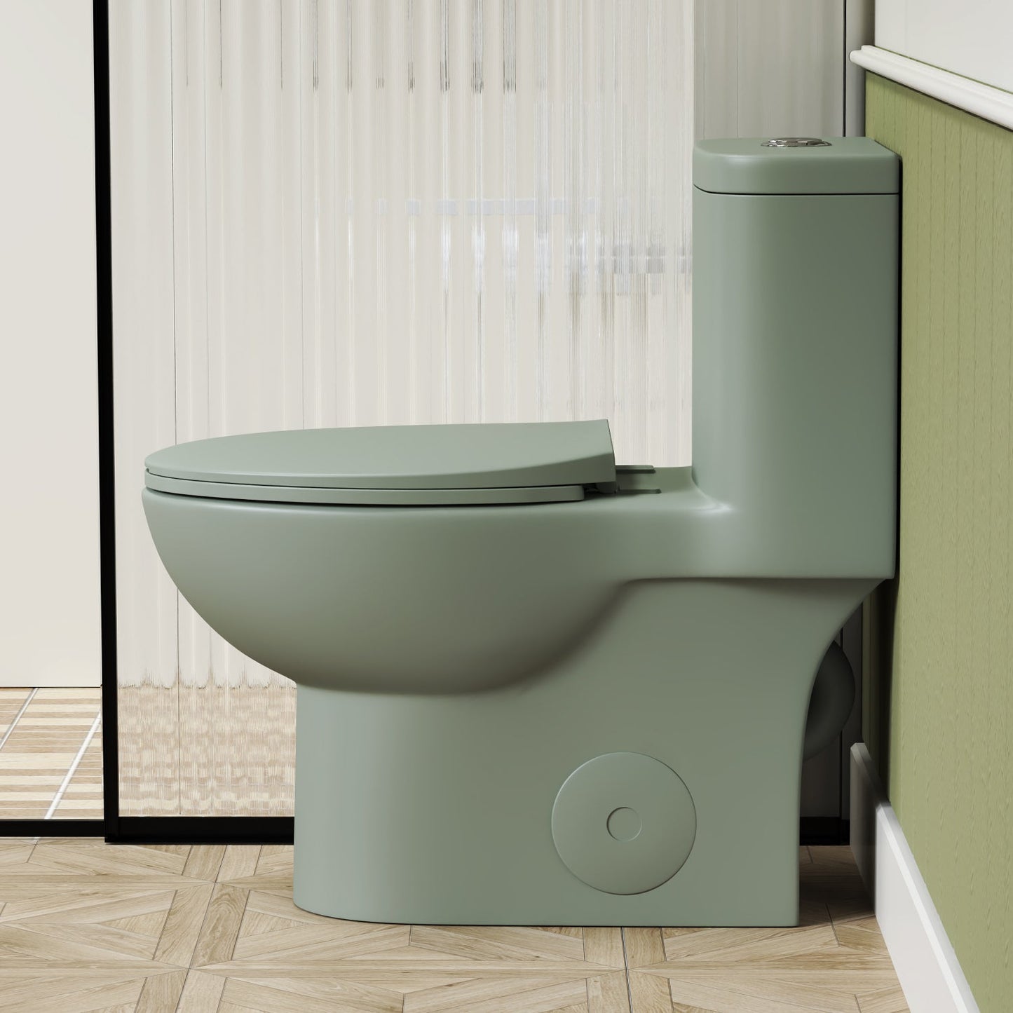 1.1/1.6 GPF Tornado Flush One-Piece Toilet ADA Height 17in, Dual Flush, Green