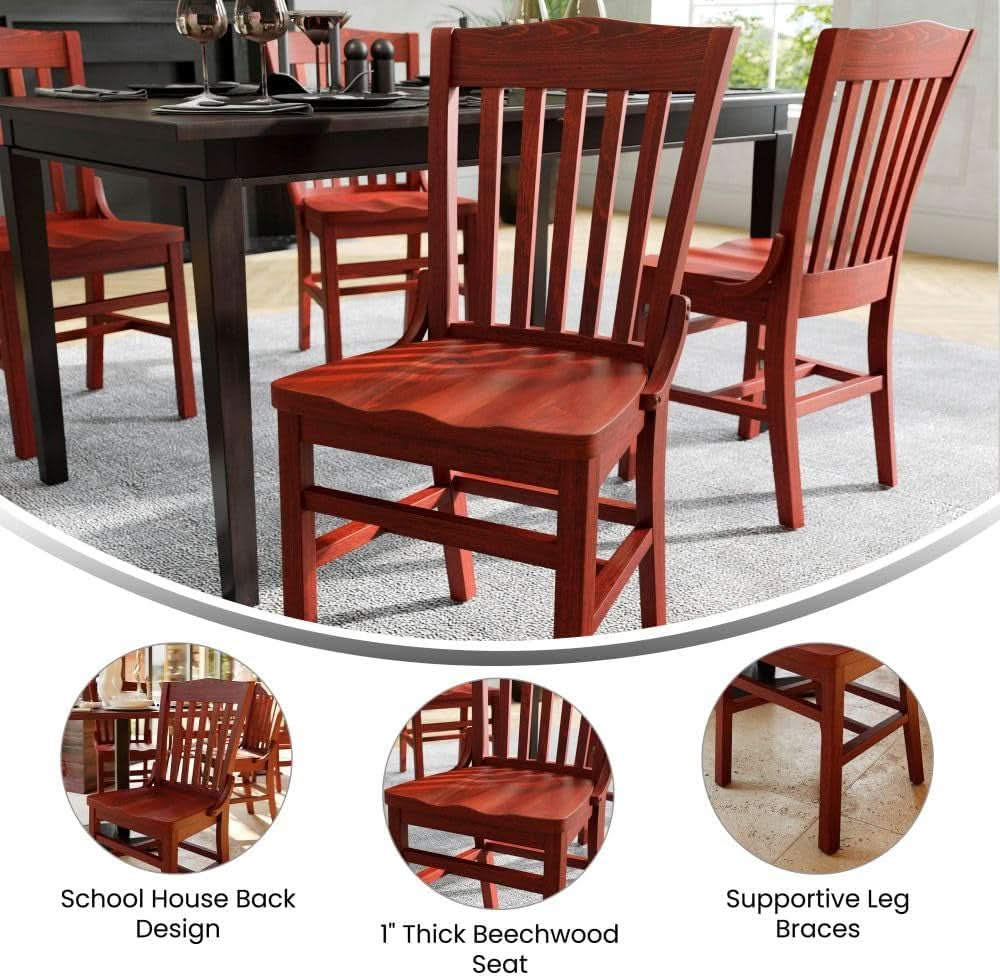 Hercules Mahogany Schoolhouse Dining Chair For Restaurants