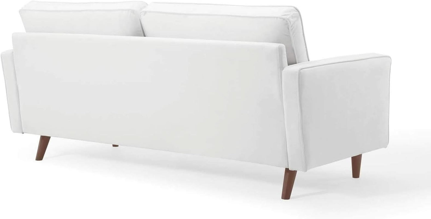 Valour Performance Velvet Sofa White Mid Century Modern