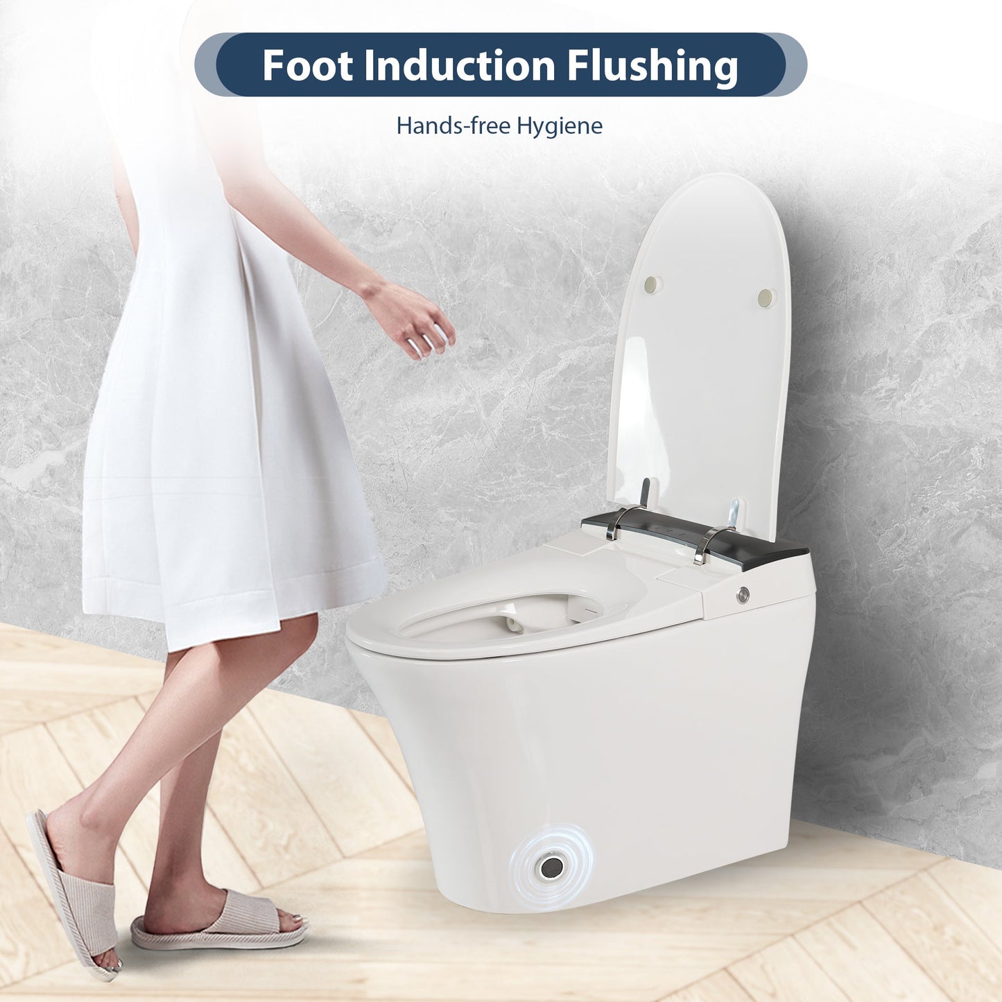 Heated Seat Smart Toilet, One Piece Toilet, Automatic Flush Tankless Toilet w...