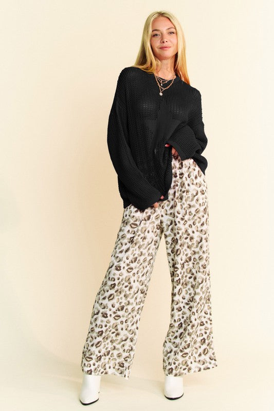 Back To School Sweater - Davi & Dani Star Front Crochet Drop Shoulder Knit Top