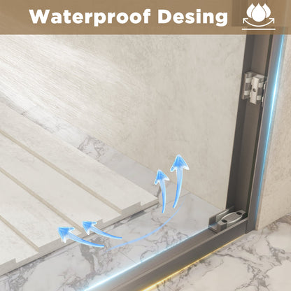 56-60in x 72in Aluminum Frame Double Sliding Shower Door, Brushed Nickel, 6mm