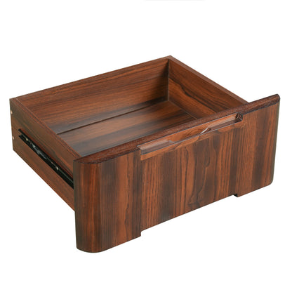 90' Modern L Shaped Desk in Walnut with 3 Drawers,360deg Wood Rotating Desk,Exe...