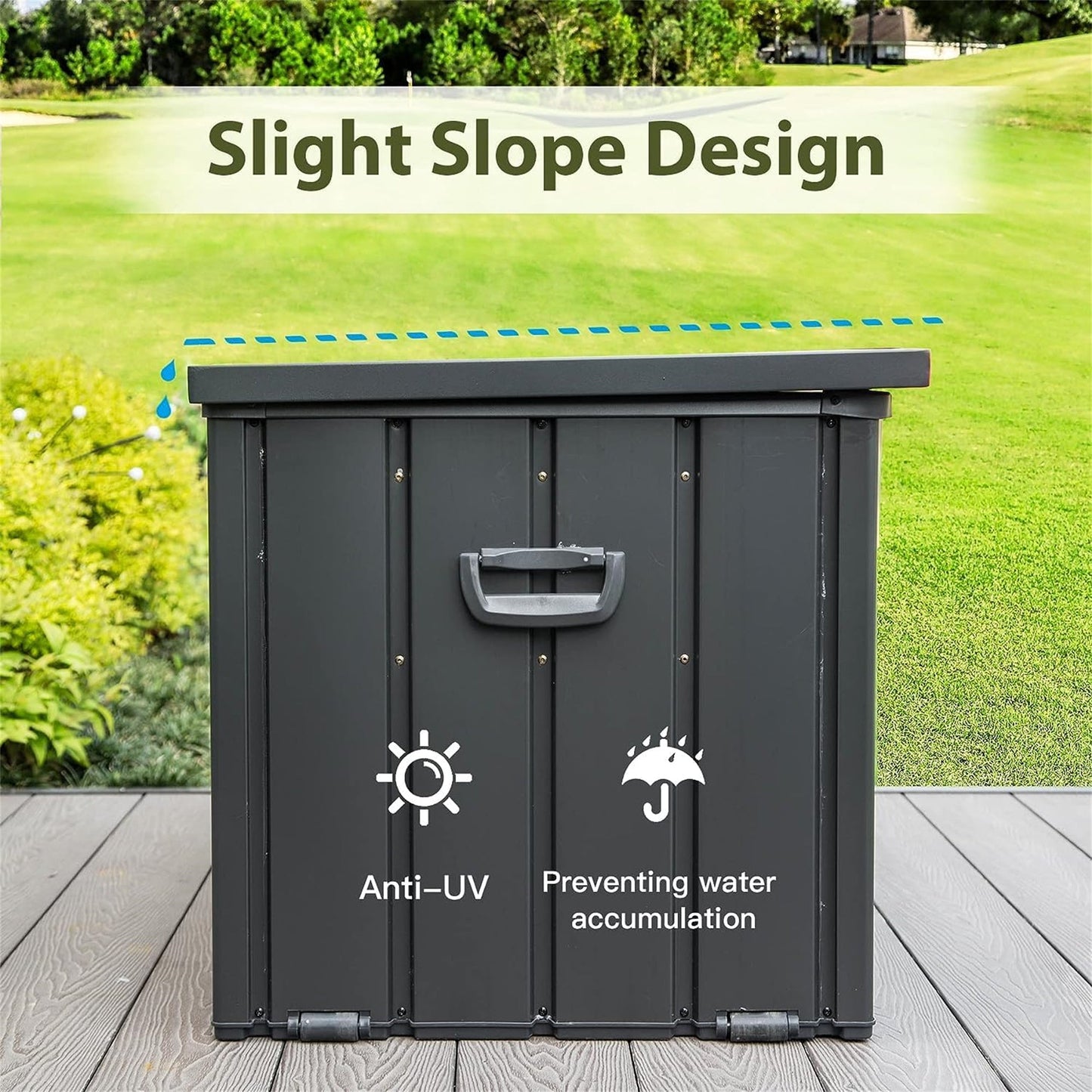 Outdoor Storage Box Steel Dark Gray Lockable 150 Gallon 660 LB Capacity