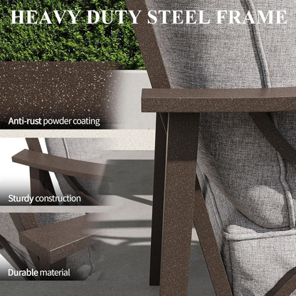 5 Piece Outdoor Patio Set Steel Seats 7 Gray