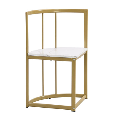 Modern 7-Piece Dining Table Set with Faux Marble Compact 55 In Kitchen Table Set for 6
