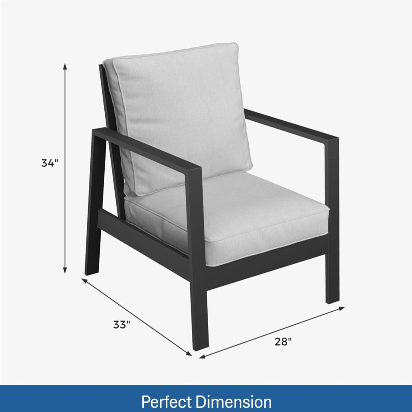 Outdoor Patio Set Aluminum Black Light Gray 4 Piece Seats 5