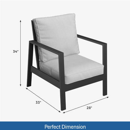 Outdoor Patio Set Aluminum Black Light Gray 4 Piece Seats 5