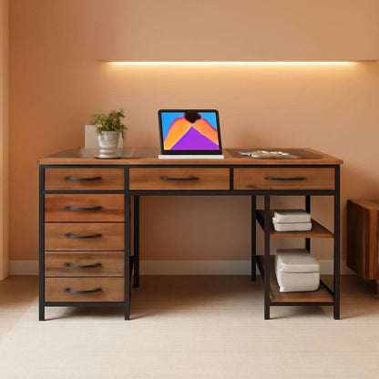 Rustic Brown 47 Inches Corner Desk Storage Solutions
