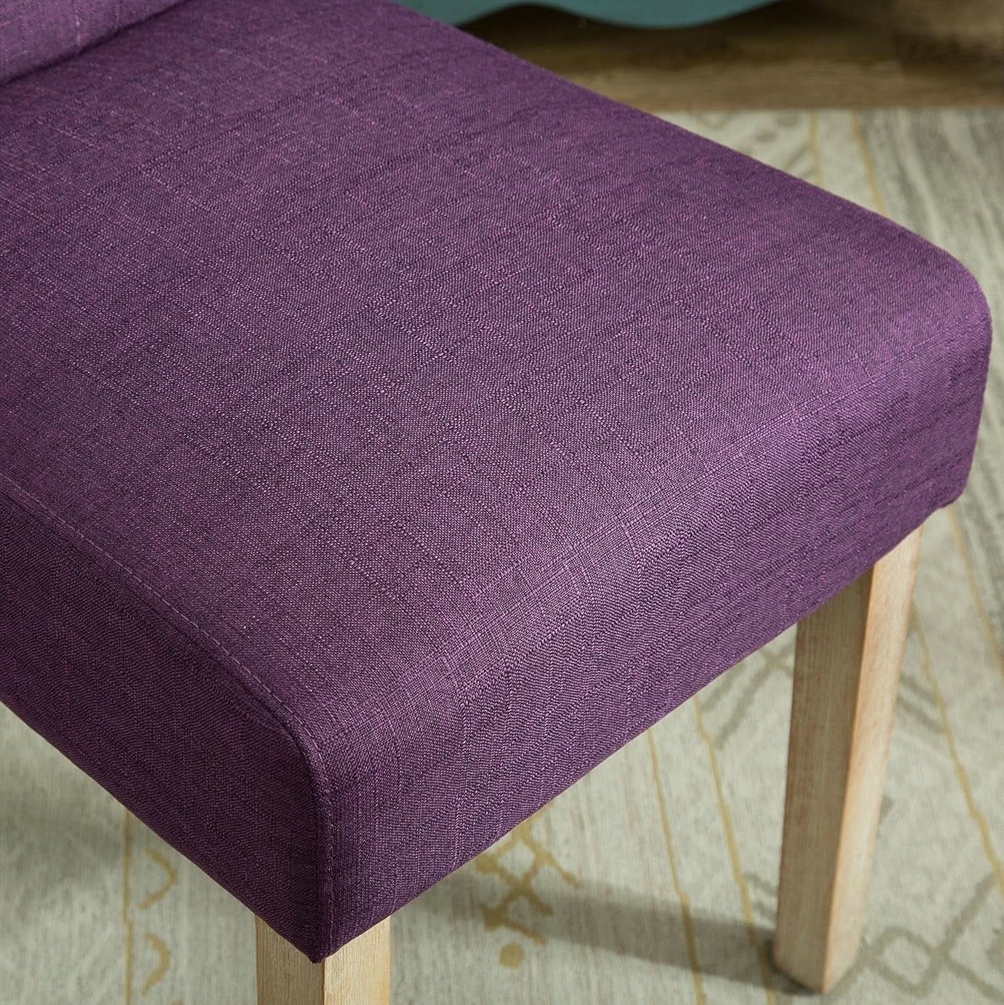 Solid Wood Purple Tufted Parsons Dining Chair Set of 2