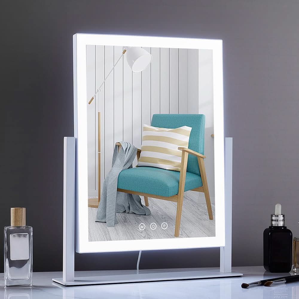 17In White Lighted Makeup Mirror 3 Color Lighting Modes And 5X Magnification