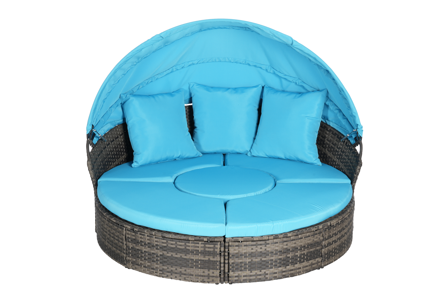 Chaise Lounge PE Rattan Canopy Light Blue 380 LB