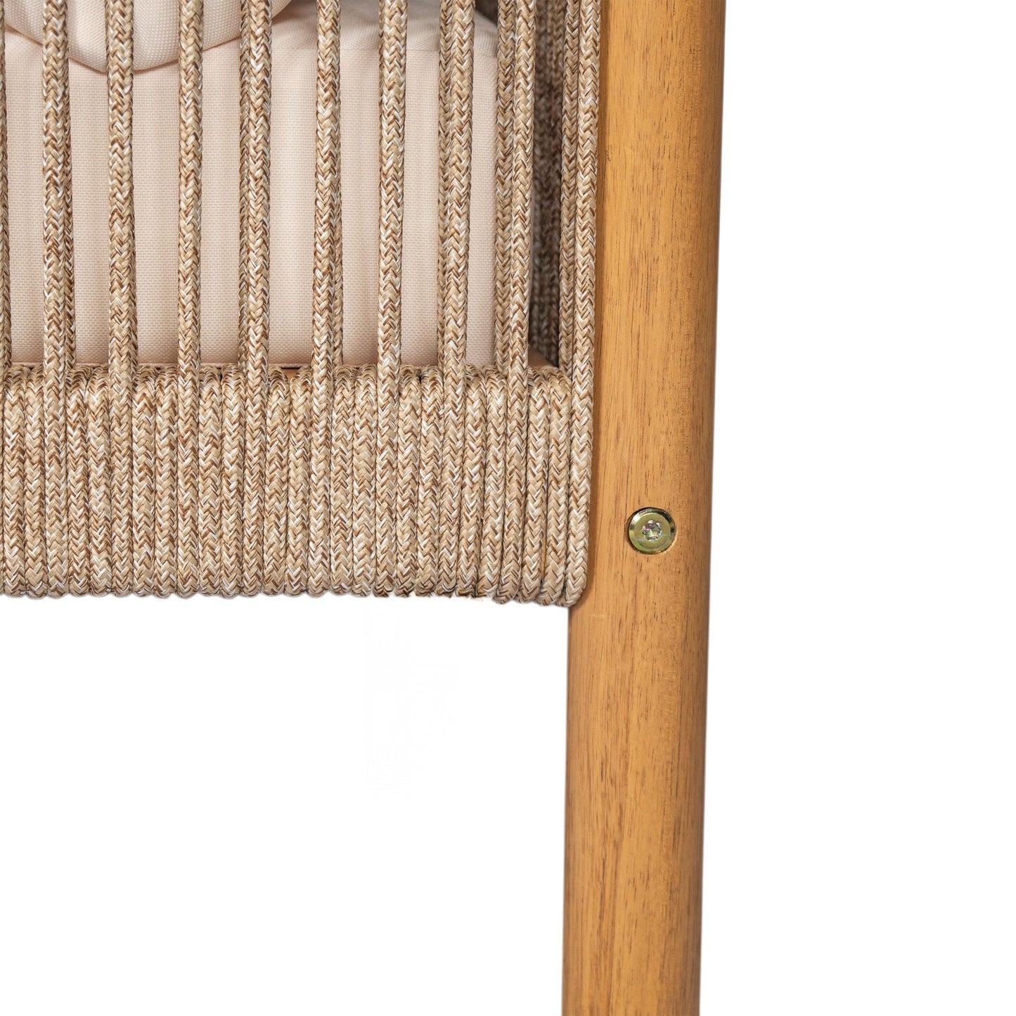 Outdoor Lounge Chair Solid Wood Teak Woven Polyester Cushion Set of 2