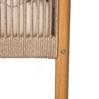 Outdoor Lounge Chair Solid Wood Teak Woven Polyester Cushion Set of 2