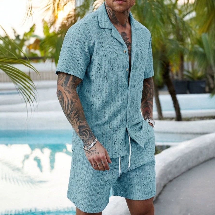 Mens Fashionable Printed Casual Shirt Set