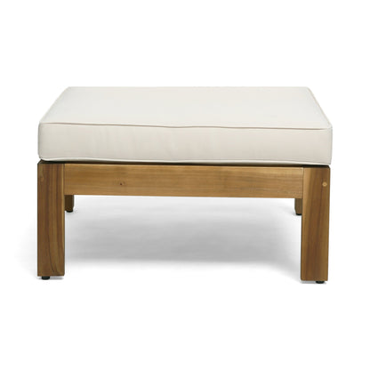 Outdoor Sectional Set Acacia Wood Beige 5 Piece L Shape Seats 4