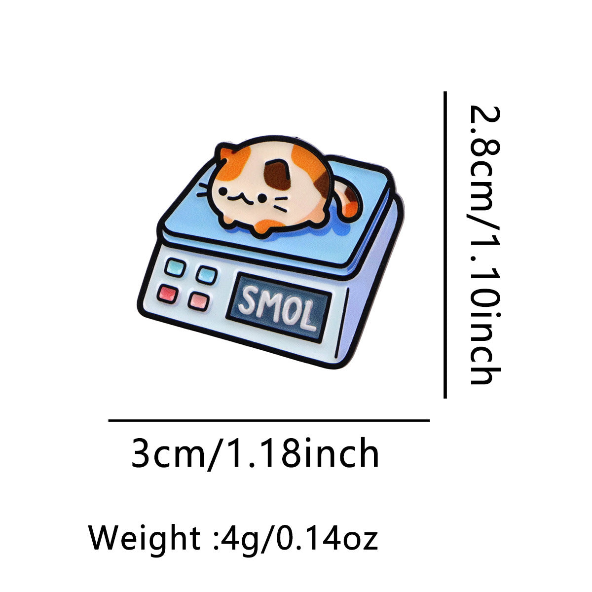 Cute Cartoon Weighing Cat Metal Brooch Minimalist Design