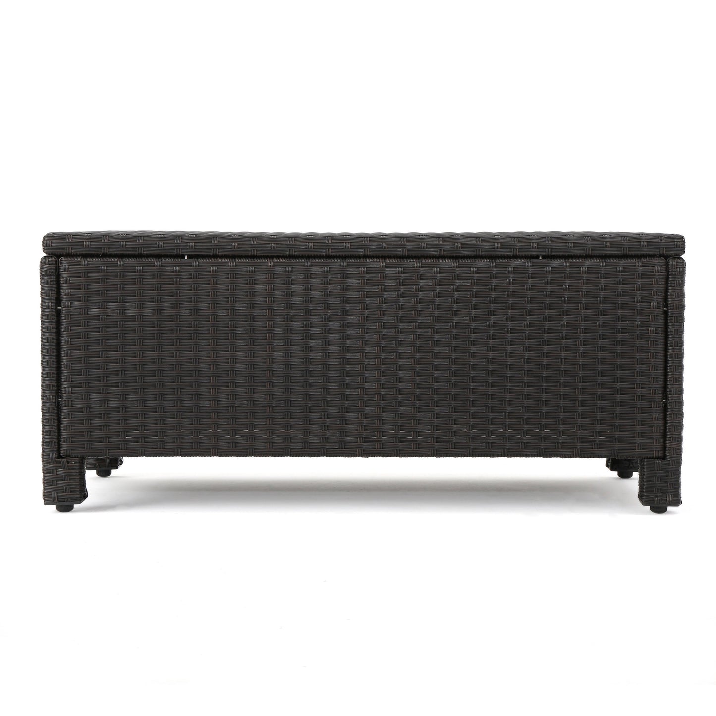 Outdoor Patio Set PE Rattan Dark Brown 4 Piece Loveseat Chairs Coffee Table