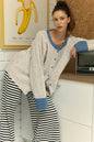 Back To School Sweater - Annie Wear Contrast Trim Button Down Raglan Sleeve Cardigan