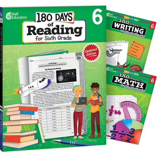 180 Days(tm) Reading, Writing and Math for Grade 6: 3-Book Set: Practice, Assess, Diagnose - Paperback