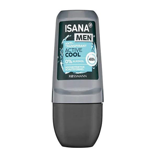 Isana Men Deo Roll On Active Cool 50 ml - Long Lasting 48hr Deodorant Protection for Men