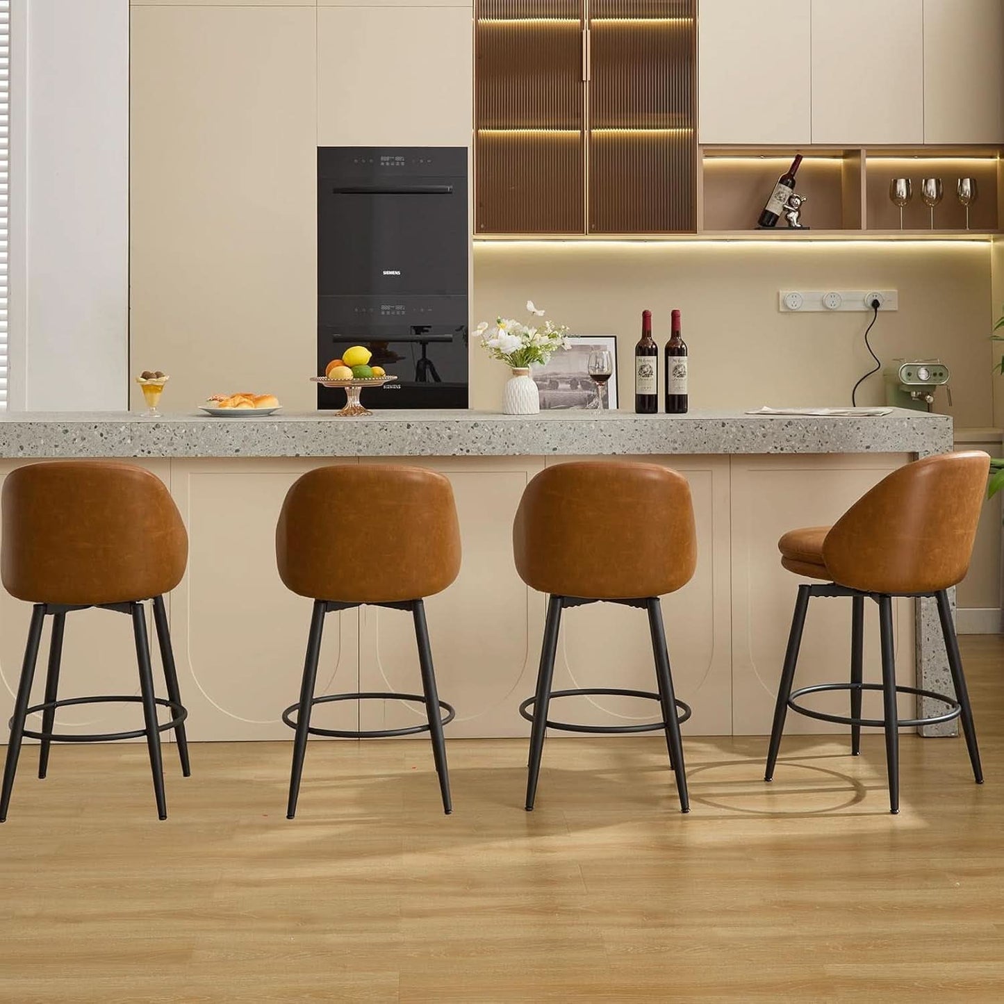Modern Swivel Bar Stools Set of Two for Kitchen