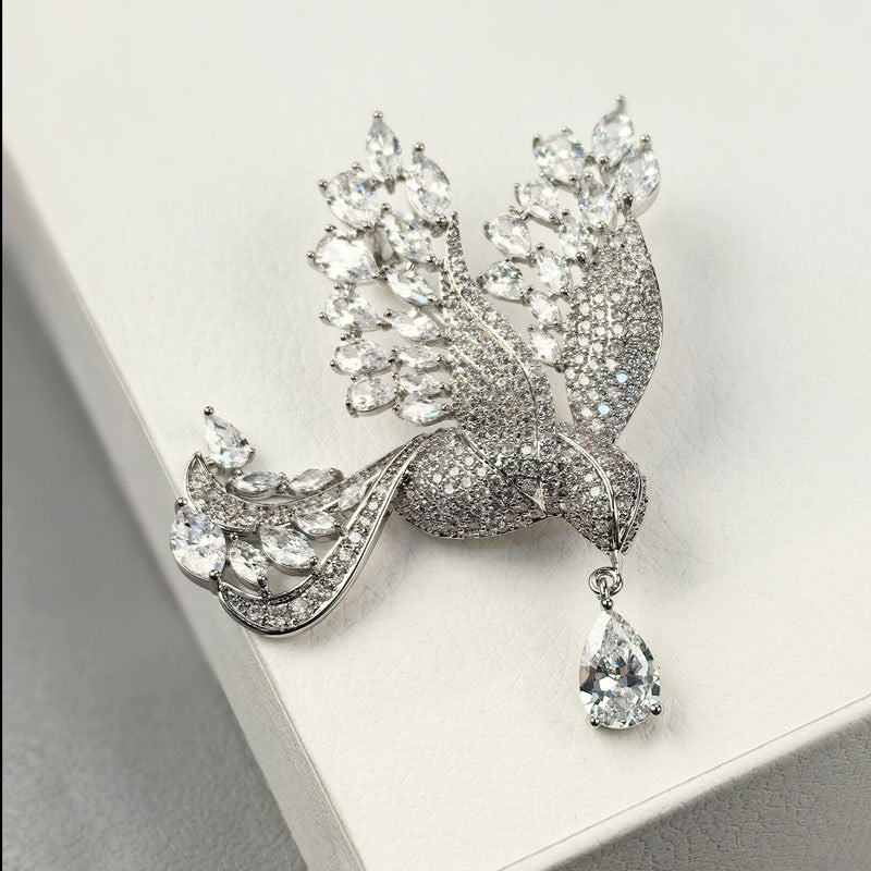 Fashionable Lightly Luxurious Micro-paved Zircon Bird Brooch