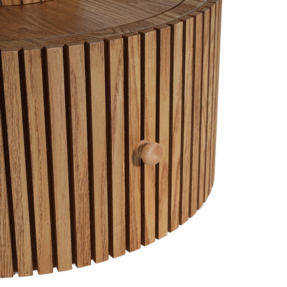 Four-Leaf Clover Side Table, Accent Table with Wood-Grain Base, Storage
