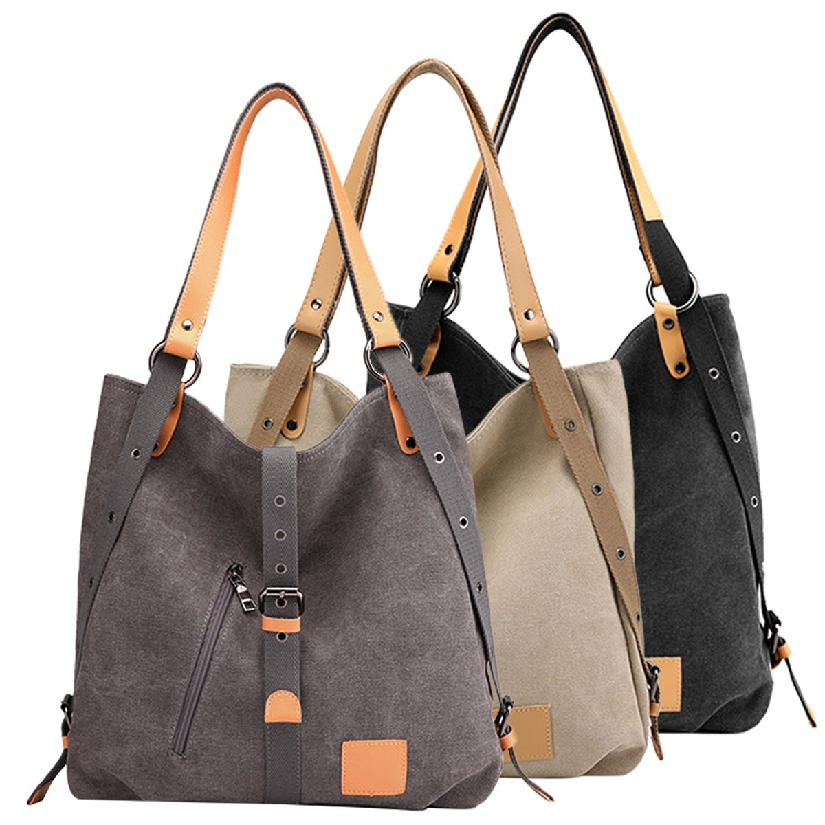 Women's Canvas Tote Bag Convertible Backpack Multiway Shoulder Carryall Purse