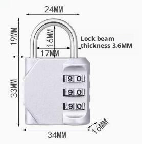 Mechanical combination lock-medium-black