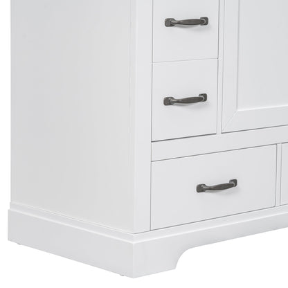 36' Bathroom Vanity with Sink Combo, Six Drawers, Multi-Functional Drawer Div...