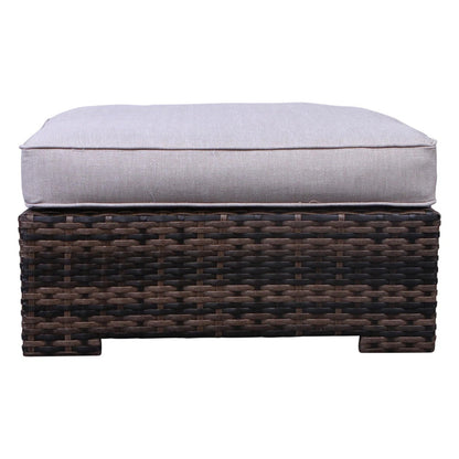 Outdoor Patio Set HDPE Wicker Brown 5 Piece 4 Armchairs Ottoman Cushions
