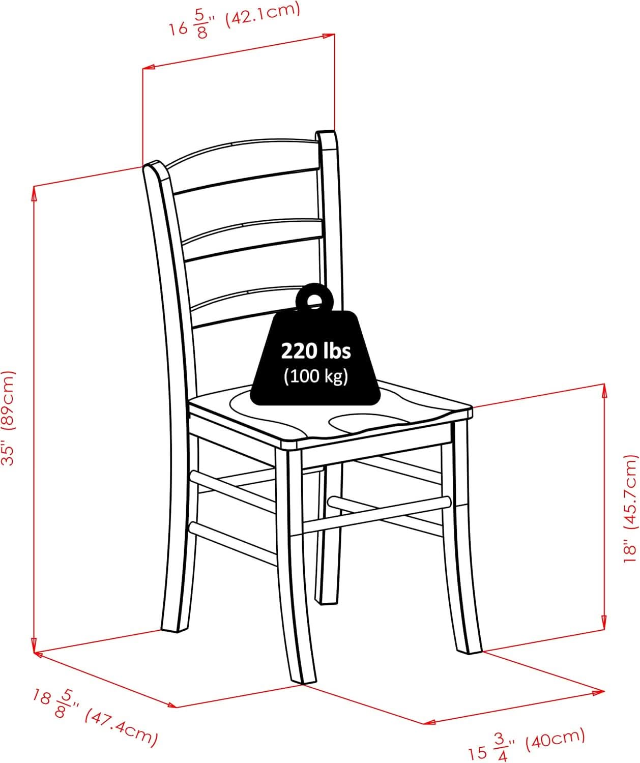 Walnut Ladder-Back Dining Chair Set for Dining Room