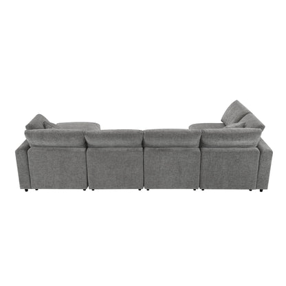 6-Seat U-Shape Modular Sofa with Ottoman, 130