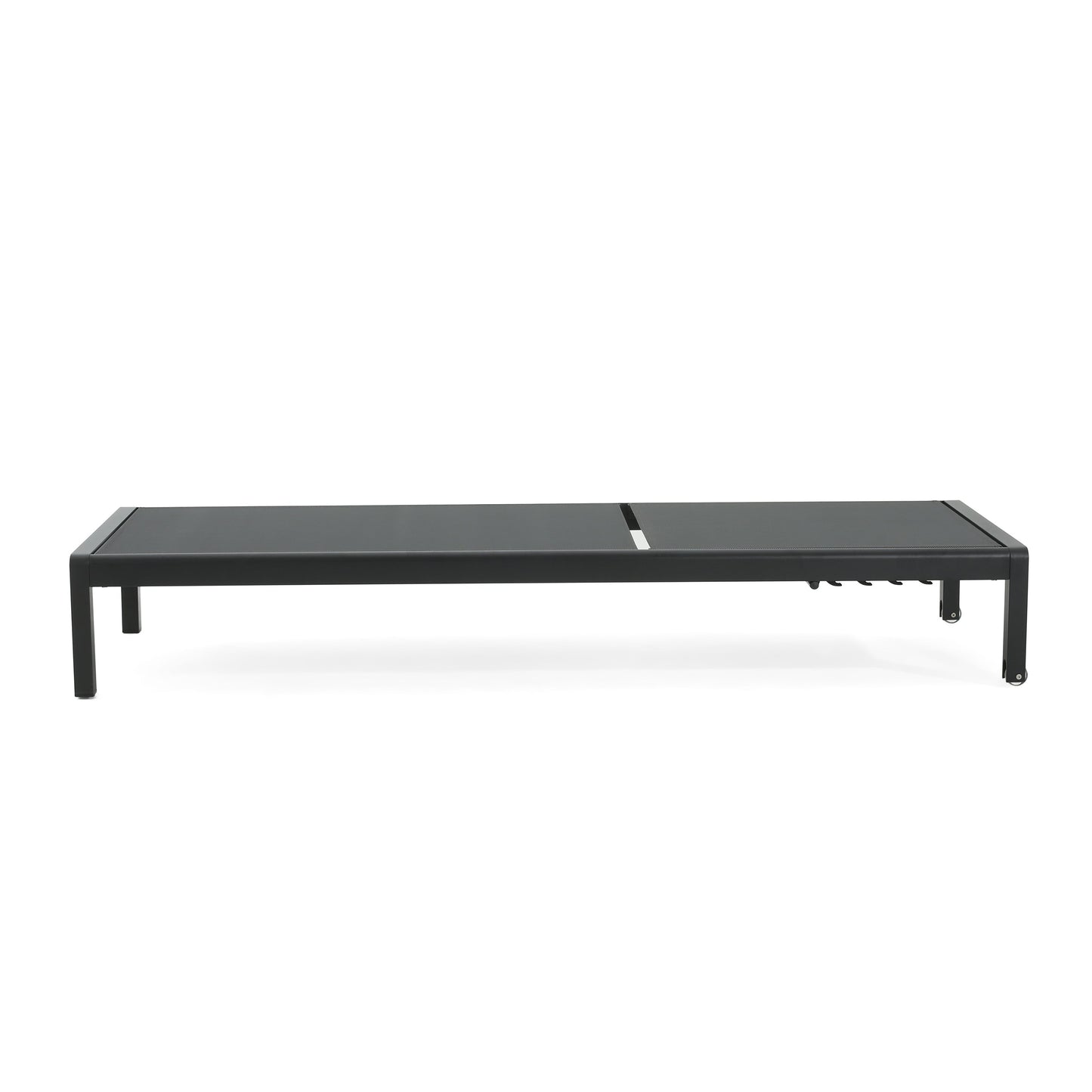 Outdoor Chaise Lounge Mesh Aluminum Black Gray Set of 2 Adjustable 77.5x25 In
