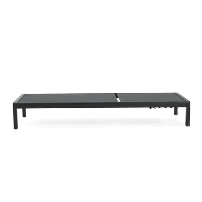 Outdoor Chaise Lounge Mesh Aluminum Black Gray Set of 2 Adjustable 77.5x25 In
