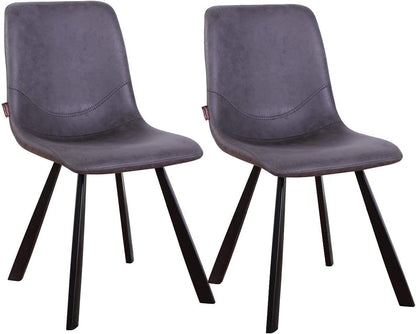 Dining Chair Mid-Century Modern Velvet Gray Metal Legs Set of 2