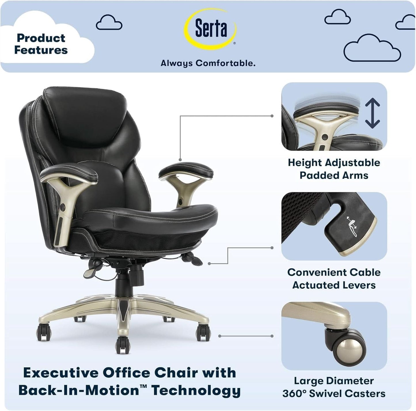 Ergonomic Office Chair Back In Motion Lumbar Support Black