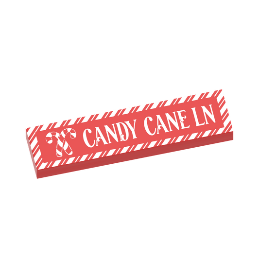 Candy Cane Ln Street Sign - Custom Printed 1x4 Tile - Made with LEGO® Parts