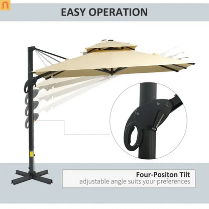 Patio Umbrella Cantilever Offset Square Beige 10 Ft 360 Rotation