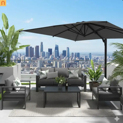Patio Umbrella Cantilever Square Gray 10 Ft UPF50 360 Rotation