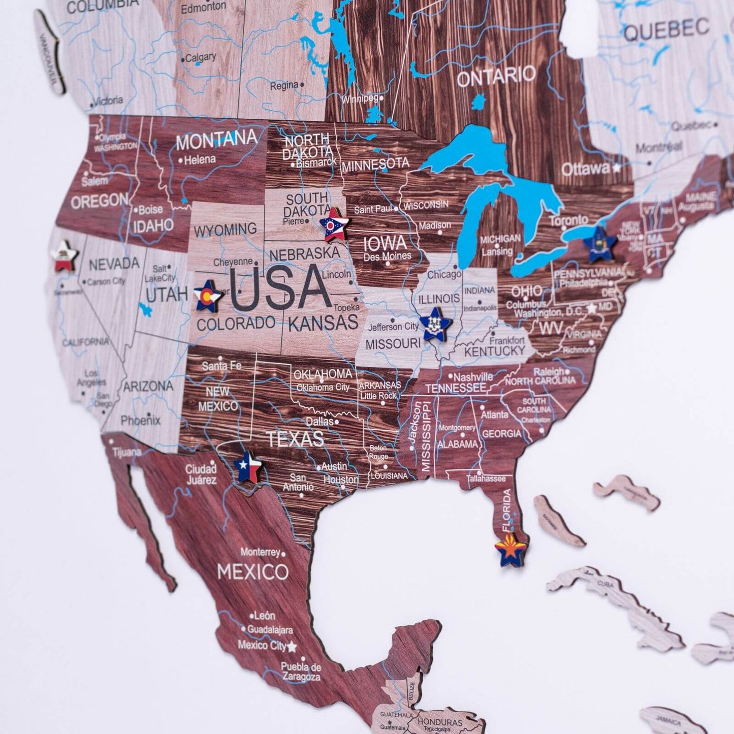 2D Wooden World Map Cappuccino