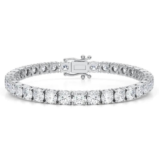 Round Lab-Grown Diamond 17.00 Carat 7" Tennis Bracelet in 14K White Gold D VS