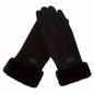 Cashmere Warm Suede Leather Plush Touch Screen Gloves