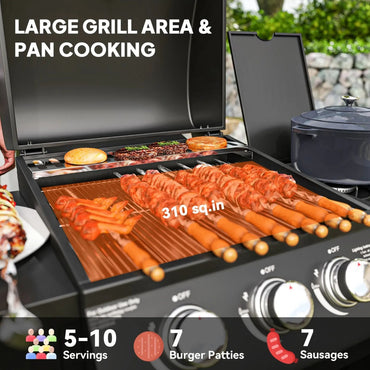 Castelle Flame 15K BTU Barbecue Propane Liquid Propane Grill With Side Burner (SAK53481)