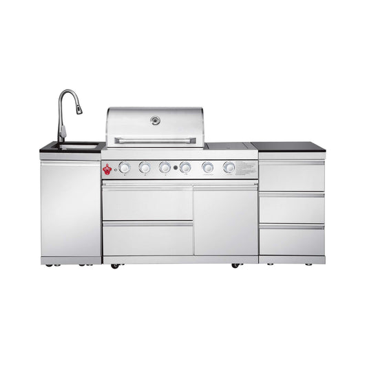 Castelle Flame Deluxe 4-Burner 72000 BTU Stainless Steel Liquid Propane Grill Island (SAK31425)