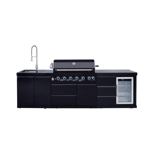 Castelle Flame Summit 6-Burner 85000 BTU Liquid Propane Grill Island With Sink And Fridge (SAK59238)